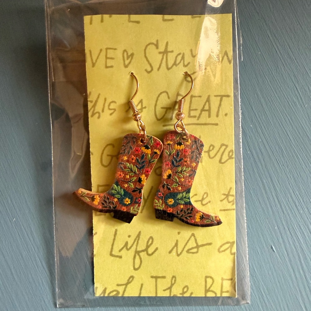 Floral Cowboy Boot Earrings